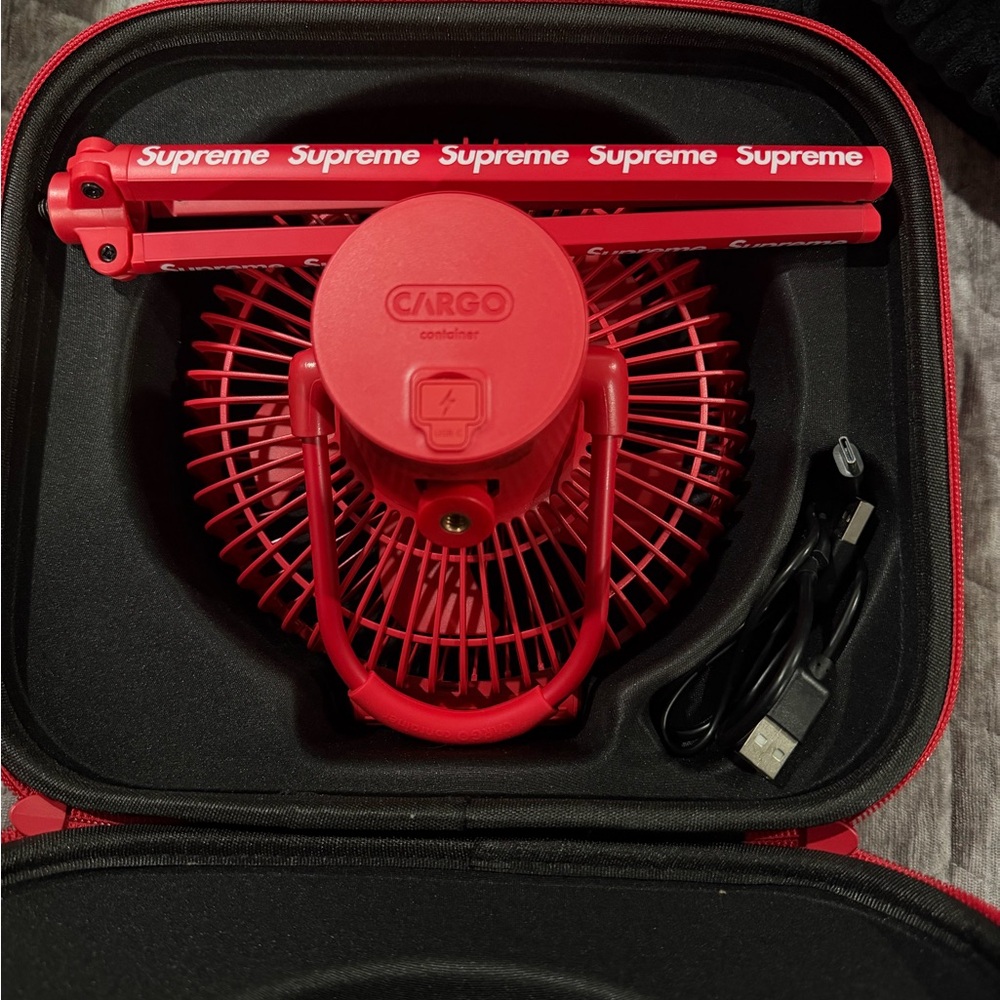 Supreme White Multi Fan with Red Accent